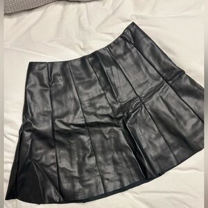 Love Riche Black Faux Leather Skater Skirt